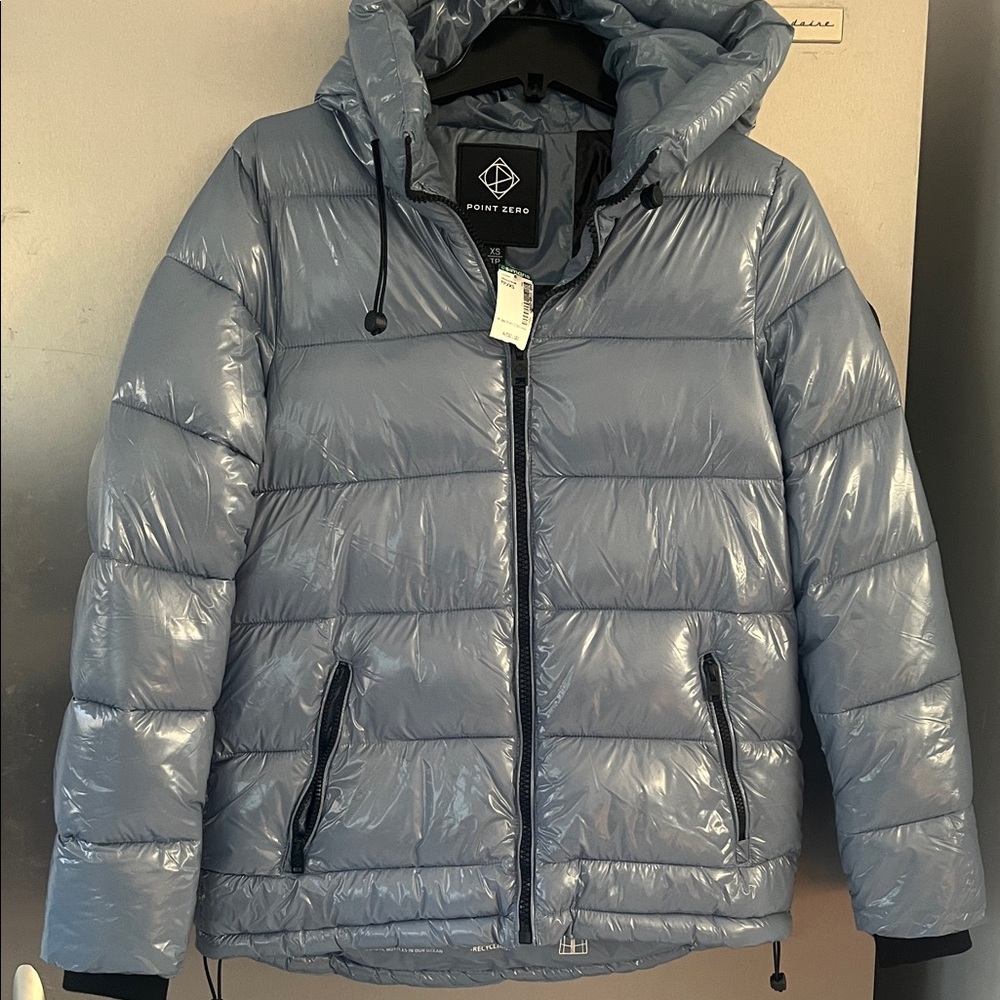 Point Zero Glossy Light Blue Puffer Jacket